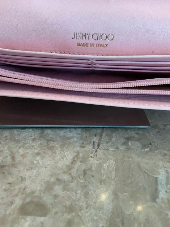Jimmy Choo Blush Pink Star-Studded Leather wallet - Picture 3 of 16